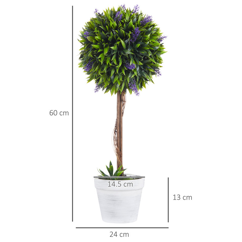 60cm Faux Moss Topiary in Cement Pot