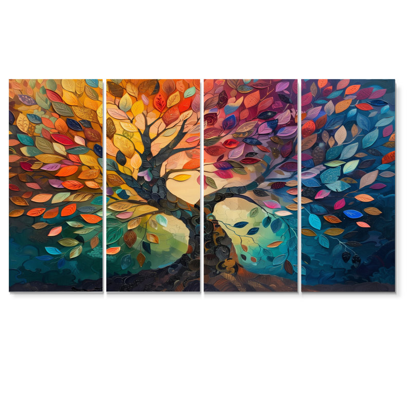 Yacine - Arbre de vie, ensemble d'art mural sur toile, H 32 po x l 64 po