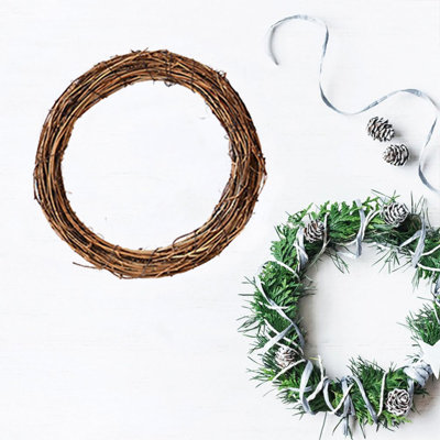 2 pièces 11,8 pouces anneaux de couronne de vigne en rotin couronne de vigne couronne pour bricolage artisanat décoration de vacances de Pâques de Noël décoratifs