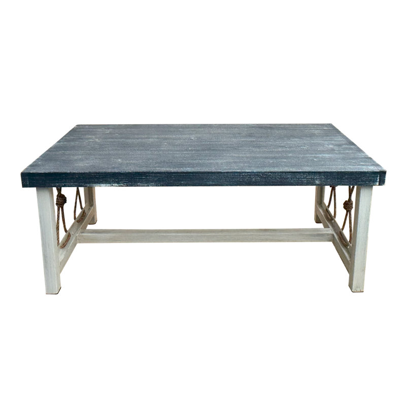Ensemble de table en corde nouée patinée avec plateau de table Rough Sawn Tops. 1 table de canapé ronde, 1 table basse rectangulaire, 2 tables de bout cylindriques en fer