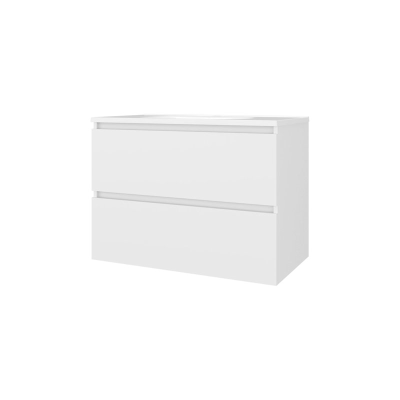 Meuble-lavabo de salle de bain au fini blanc avec design flottant, deux tiroirs et lavabo - 23,3 po de hauteur, 17,7 po de largeur, 31,5 po de style esthétique moderne