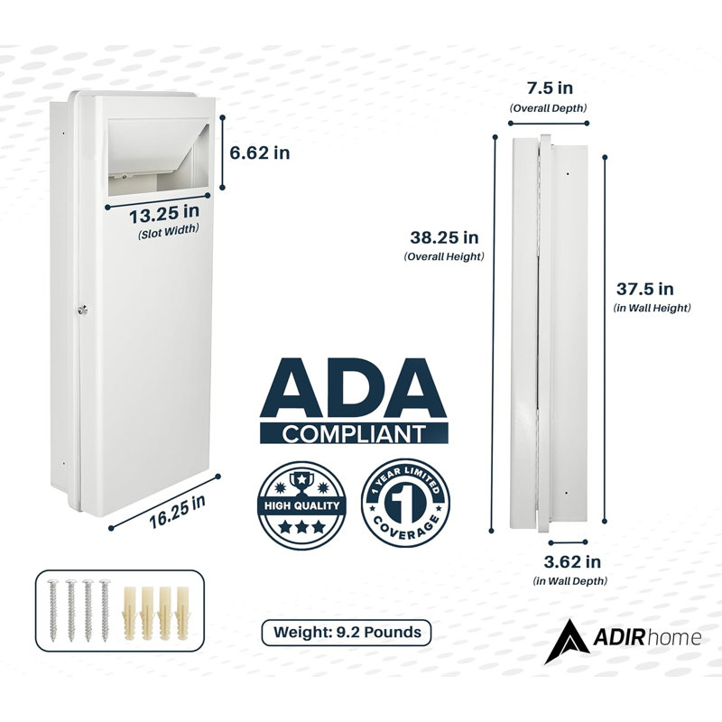 White Steel Built-In Wall Laundry Hamper