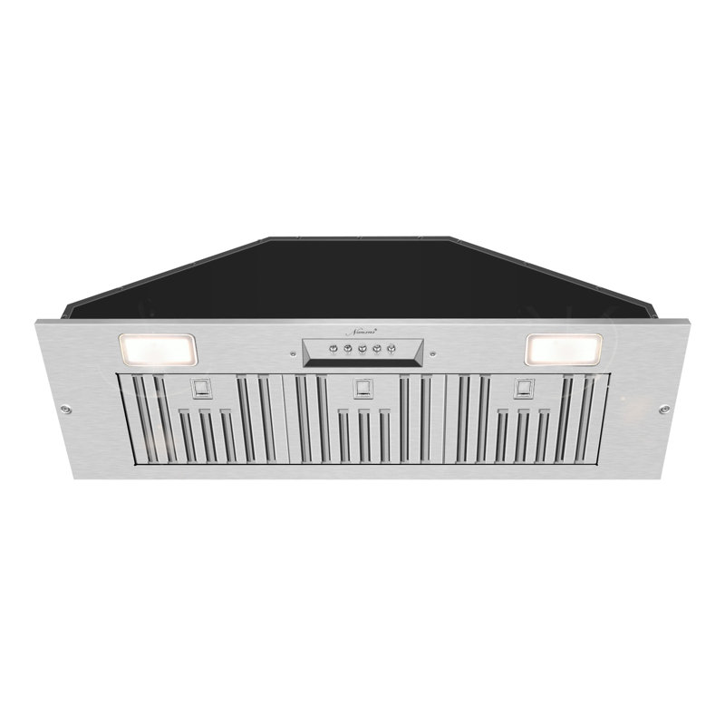 Hotte intégrée 35,5 po 600 CFM en acier inoxydable / noir avec veilleuse
