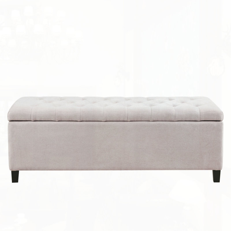 Banc de rangement capitonné à fermeture douce, Naturel