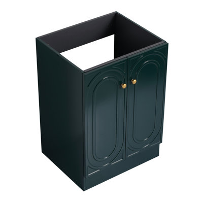 Modern Dark Bathroom Cabinet With Soft-Close Doors & Flame Retardant 24" Vanity - 2