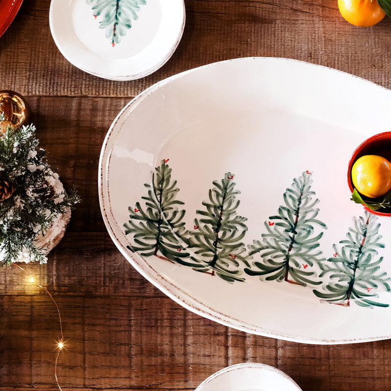 Lastra Holiday Handpainted Ceramic Oval Platter