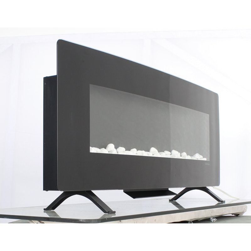 Curved Front Wall Mounted Fireplace - 1400W Electric Heating, 8 Ember Bed Colors, 33.81 Lb Weight, Tempered Glass & Sheet Metal 48 Inch 5000 /H Heat, 11 Temperature Settings, Multi Color Flame,