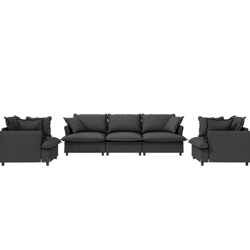 3 fauteuils 3 places et 2 fauteuils, canapé modulaire en chenille modulaire, mobilier de salon à 5 places pour différents espaces, pieds confortables de différents décors,