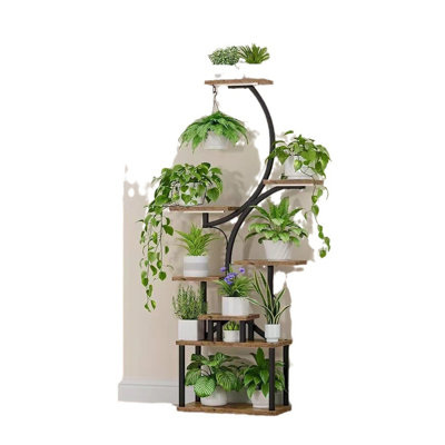 Plant Stand With Grow Lights, 8 Tiered Indoor Plant Shelf, 61" Tall Plant Stand For Indoor Plants Multiple, Metal Plant Flower Holder Stand, S-Shaped by 17 Stories