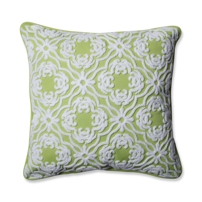 Allee Embroidered Outdoor Reversible Throw Pillow, Lime
