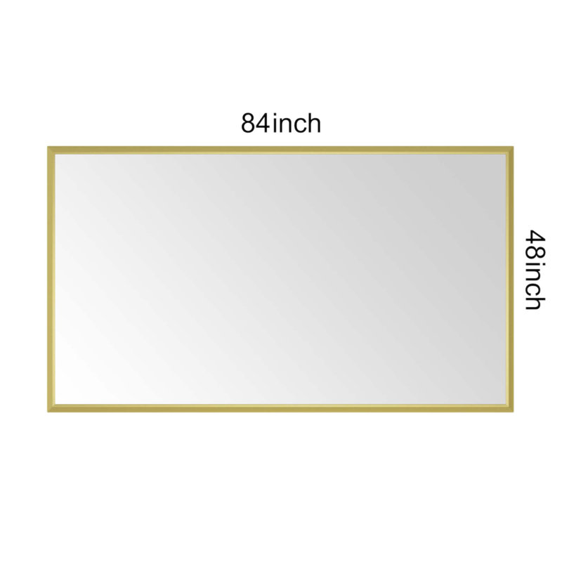 Miroir de salle de bain mural 84 x 48 pouces avec cadre en aluminium, verre haute définition pour des reflets clairs
