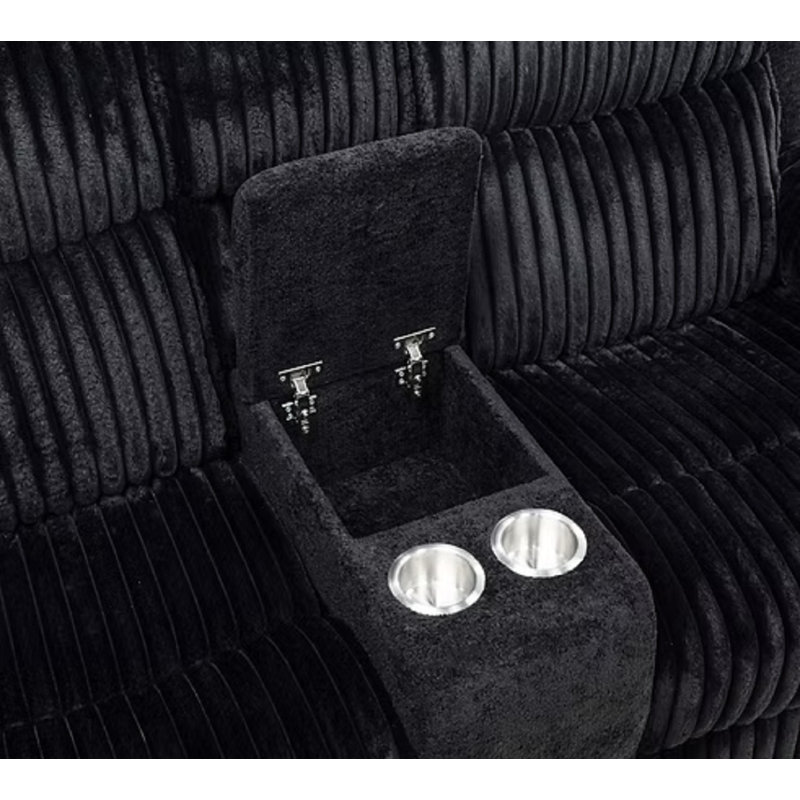 Ensemble de canapé inclinable 3 pièces Dawley, Noir