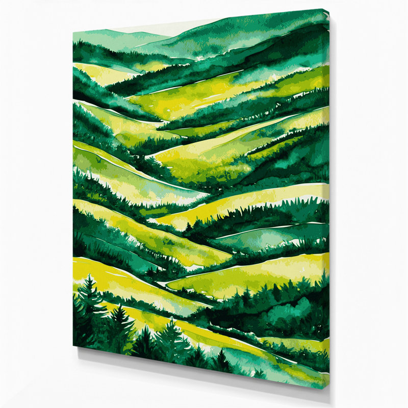 Aquarelle, paysage, 88, art mural sur toile verte, H 8 po x l 10 po