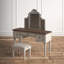 Ensemble coiffeuse avec tabouret et miroir Heraldas