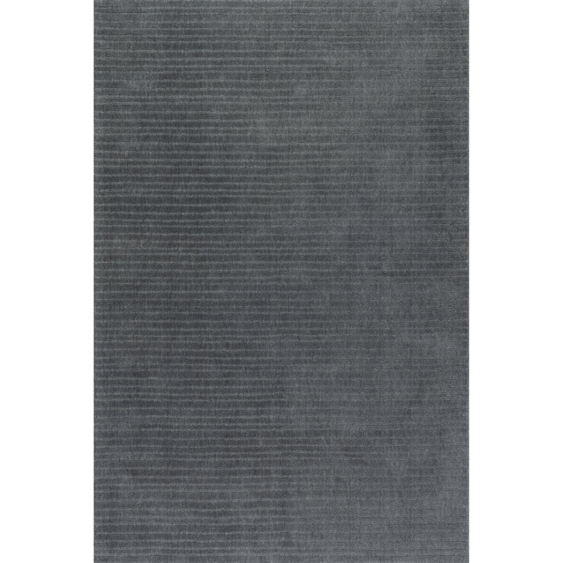 Gray Handmade Wool Rectangular Area Rug, 4' x 6'
