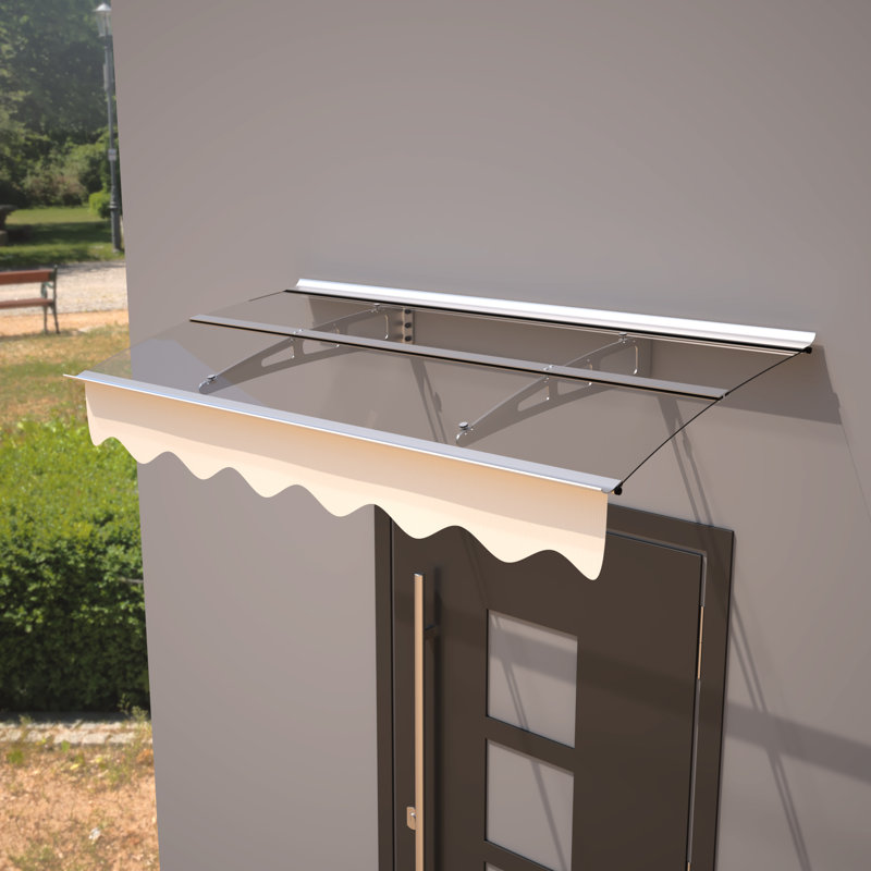 Auvent pour porte et fenêtre 59 "x 34" - Protection contre la chaleur du jardin en feuille de polycarbonate et support en aluminium
