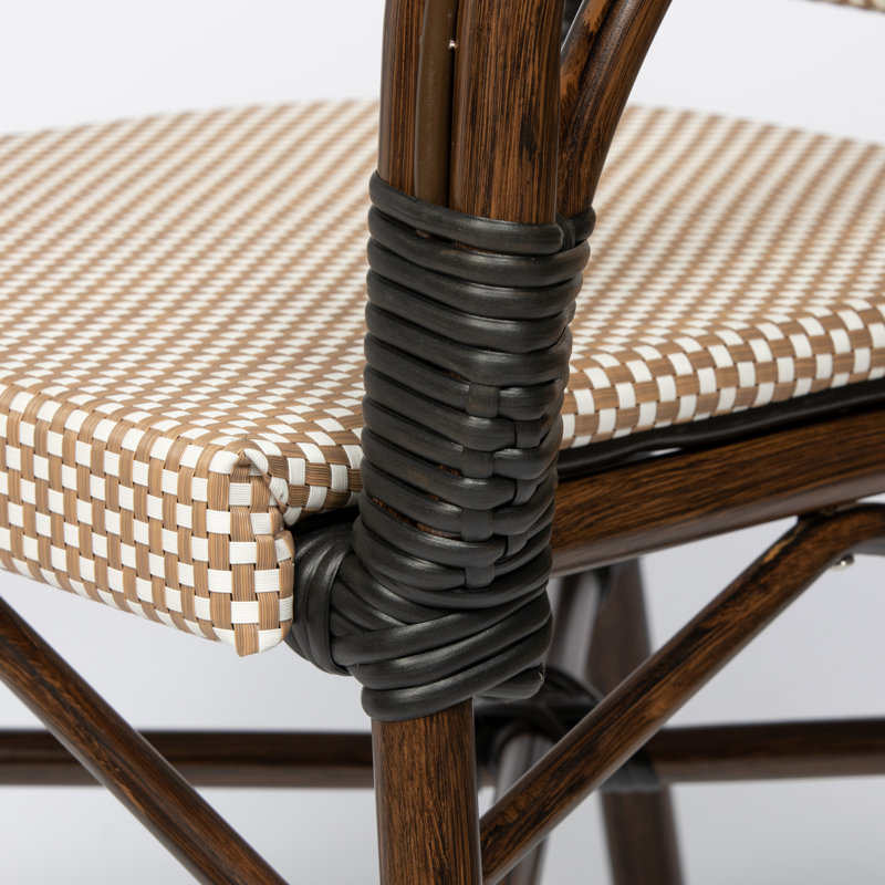 Ivan Cream and Tan Aluminum Outdoor Dining Chairs, Set of 2