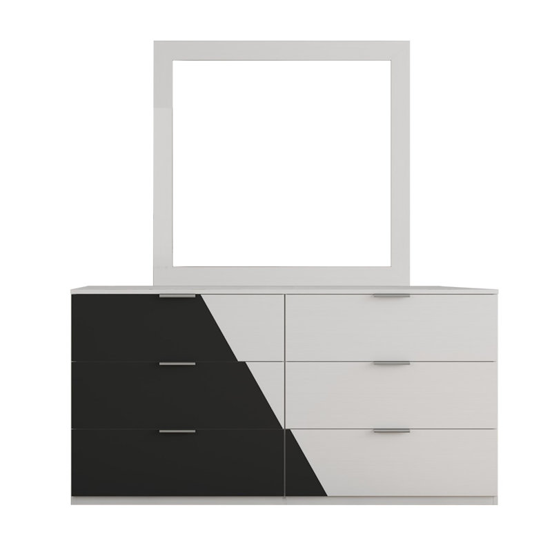 Commode 6 tiroirs 58,5 po avec miroir Alyisa