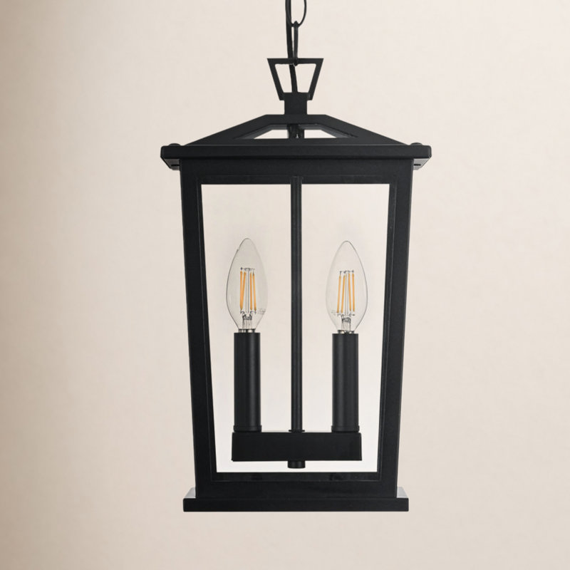 Luminaire suspendu d'extérieur 8,5 pouces Nevis Jamila, Deux lumières, H 14,5 po x l 6 po x P 6 po