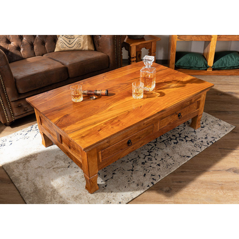 Oxford Solid Wood Four Leg Coffee Table, Honey