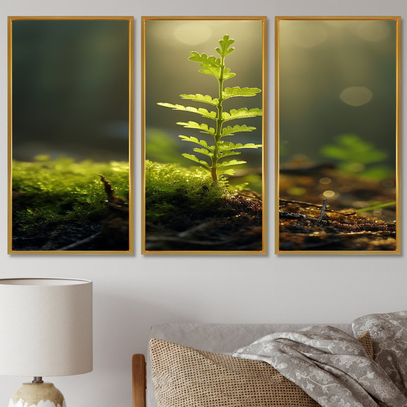 Cass - Leaves Wall Art Set, Gold Floater Framed, 40" H x 60" W x 1" D