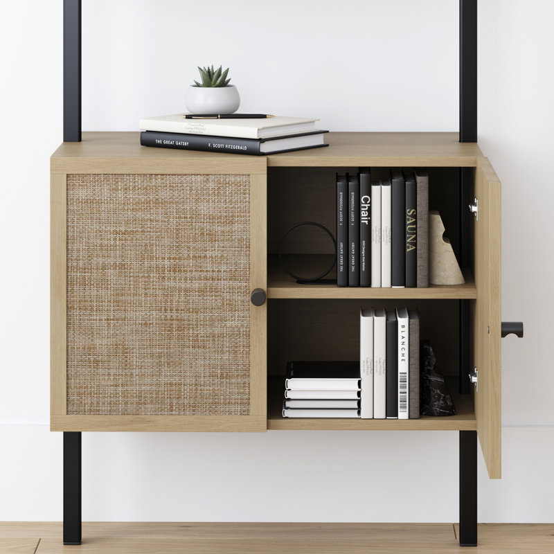 Bibliothèque échelle H 72,44 "x l 24" Andrea, Chêne clair / Noir