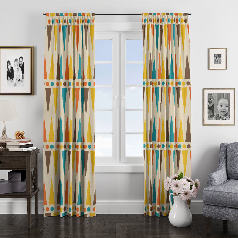 Panneaux de rideaux géométriques semi-transparents, L 40 po x L 82 po
