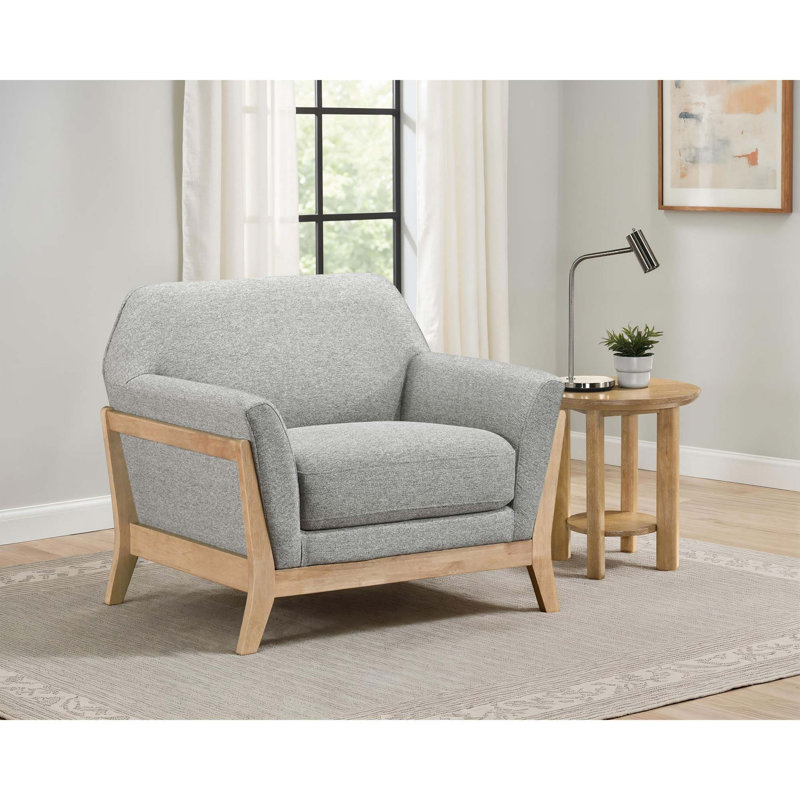 Chaise d'appoint compacte rétro avec accoudoirs sculpturaux