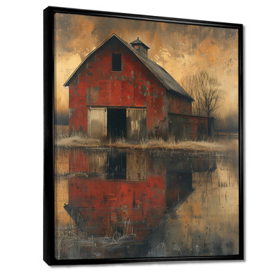 Vintage Red Brown Autumn Barn Rural Retreat - Barn Wall Art