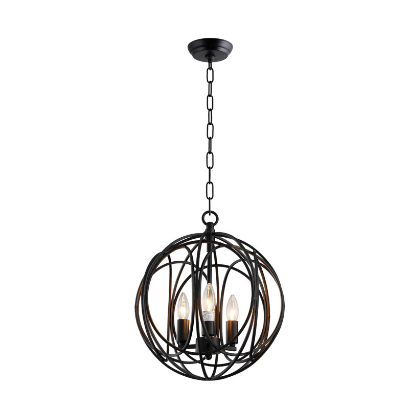 Lustre orbe 3 lumières au fini noir mat