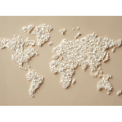 World Map Wallpaper Beige Modern Wall Decor
