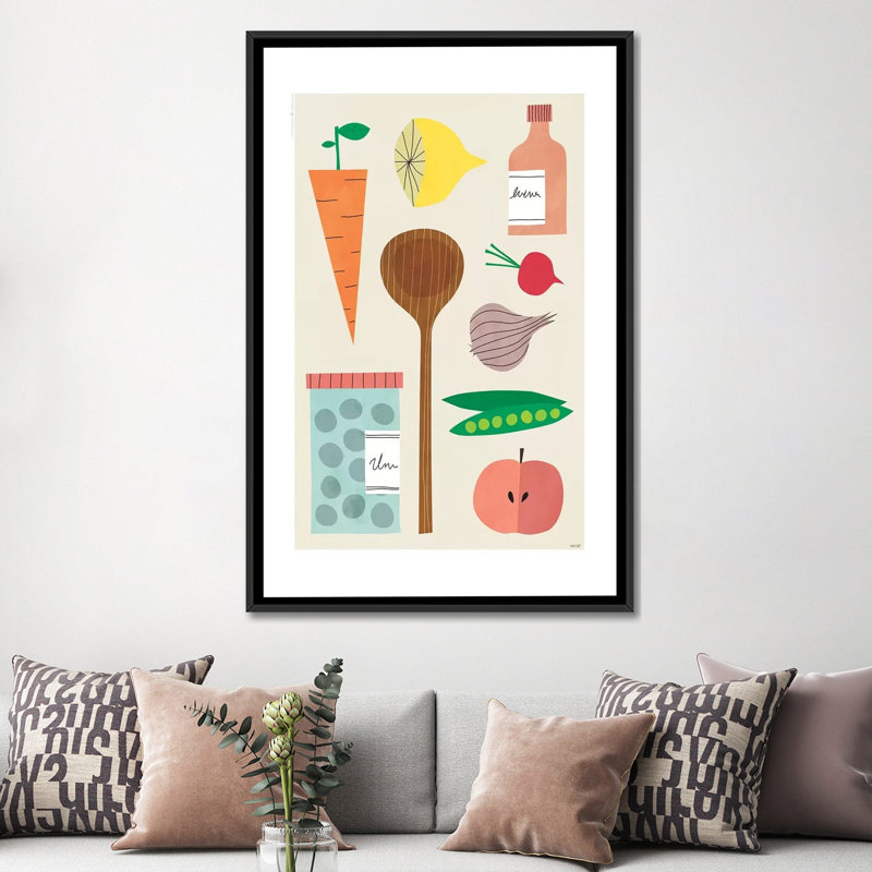 « cuisine décor© cor », impression sur toile, H 26 po x l 18 po x P 1,5 po, Toile avec cadre noir, Pas de tapis