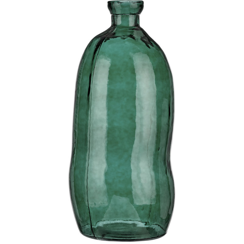 Orange Organic Shaped Recycled Glass Tall Vase, Sea Green