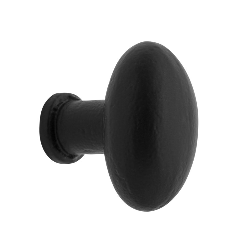 Black Oval Iron Cabinet Knob with Mounting Hardware