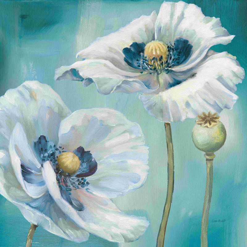 «Teal Dance II» par Lisa Audit - impression sur toile tendue, H 36 po x l 36 po, Non, Cadre flottant doré