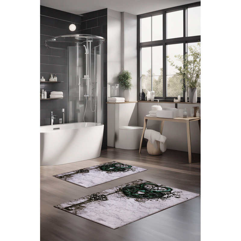 Eakly Luxury Bathmat Set (2 Pieces), 100% Polyester, 16.0 x 23.6 inches & 23.6 x 39.4 inches | Non-Slip Antibacterial Design, 0.3 in Pile Height | Machine Washable, Durable & Easy to Clean | Ideal for Bathroom Décor