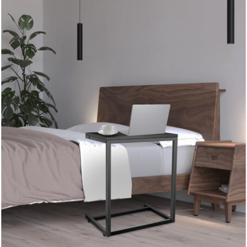 YSSOA C Shaped Sofa Side End Table With Hardwood Surface