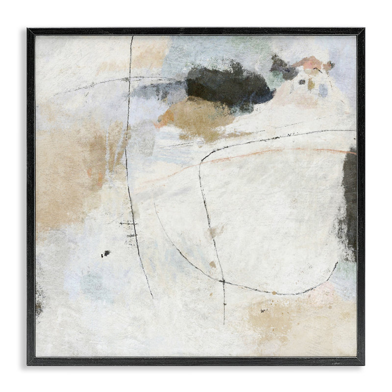 Giclée sur toile à motif abstrait neutre par Suzanne Nicoll, Giclée encadrée noir minuit, H 24 po x l 24 po