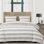 Prescott Ticking Stripe Pattern Woven Classic Chic Casual Farmhouse Coastal 3 Piece Duvet Cover Set