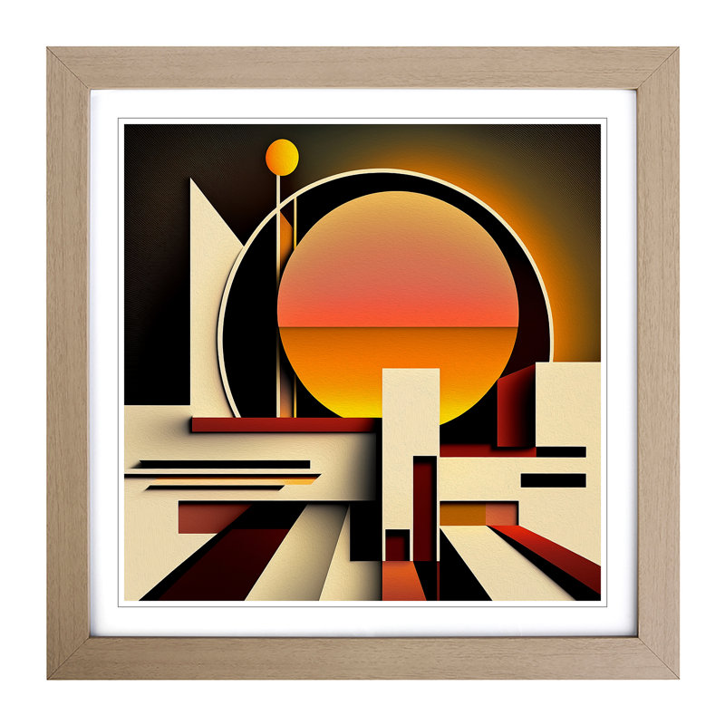Art Deco Sunset Suprematism - Framed Print, Oak