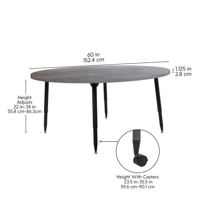Table d'activité 48 po Adapte, 60 po x 36 po, Bois gris / noir
