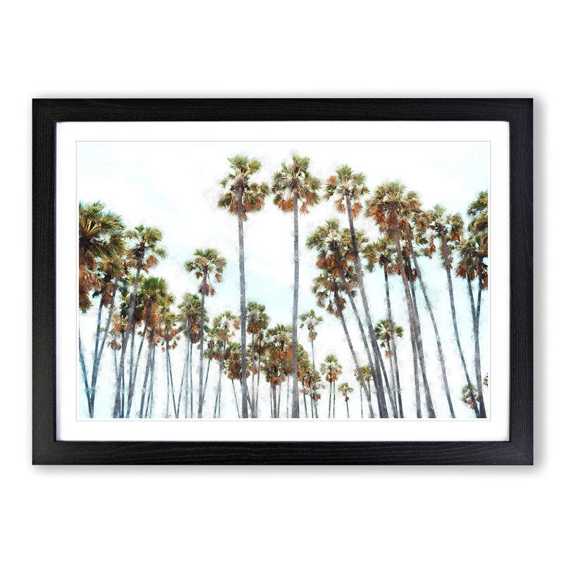 Palm Trees in Sri Lanka - Picture Frame Graphic Art Print, 33cm H x 45cm W x 2cm D, Black