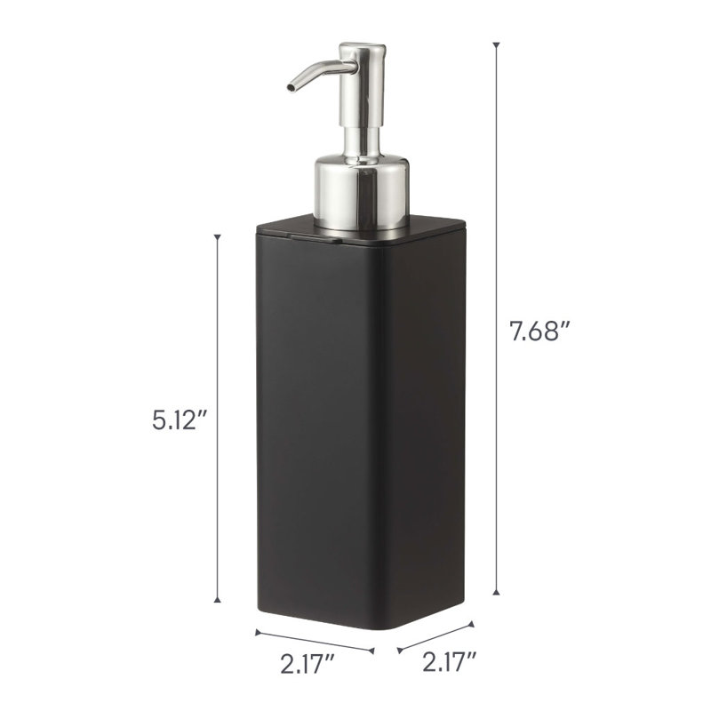 Black Adhesive Wall-Mounted Soap Dispenser with Stainless Steel Pump
