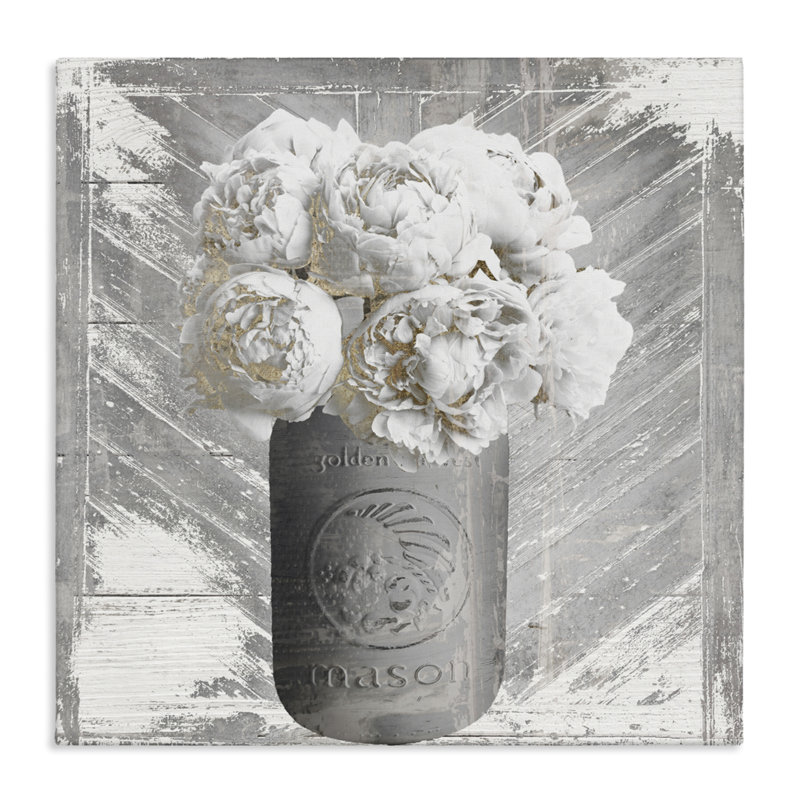 Pivoine en toile de pot rustique, design par Sophie 6, H 17 po x l 17 po
