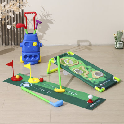 Ensemble de golf pour tout-petits Trimer avec planche de jeu 2-en-1, club de golf pour les sports intérieurs et extérieurs, parfait pour le jeu actif, l'apprentissage et le développement des enfants, encourage la coordination et le plaisir