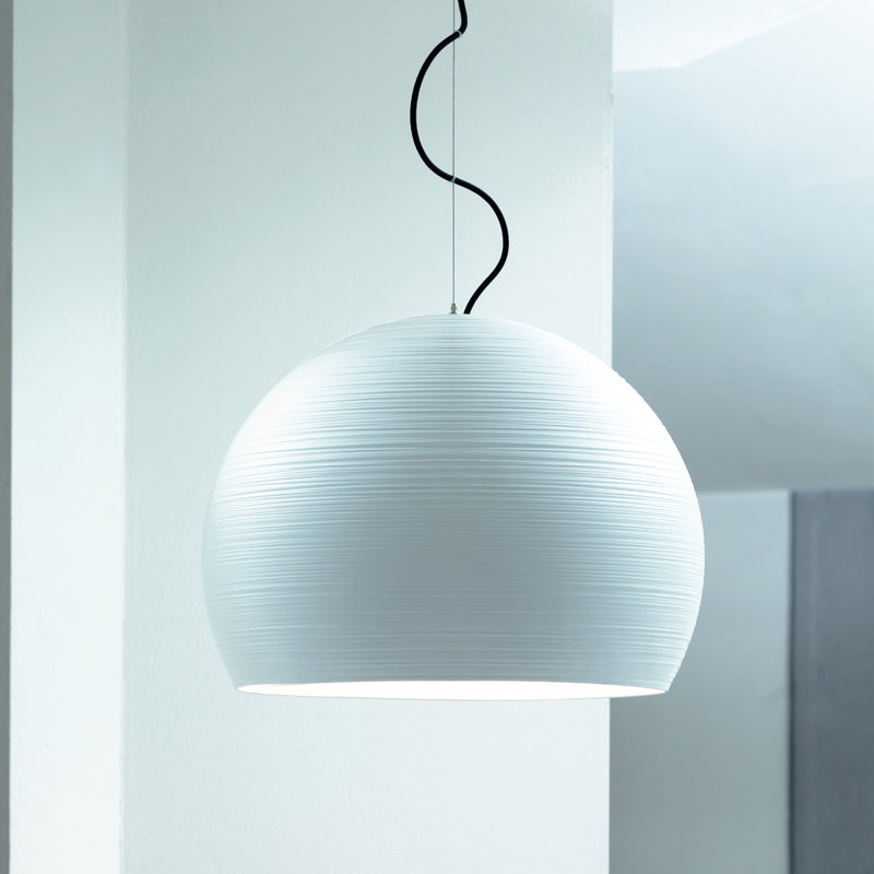 Tyrone Bowl LED Pendant, 150 cm H x 50 cm diameter, White lacquer