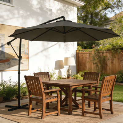 Parasol d'extérieur suspendu en porte-à-faux avec auvent réglable et housse de protection pour une utilisation toute l'année