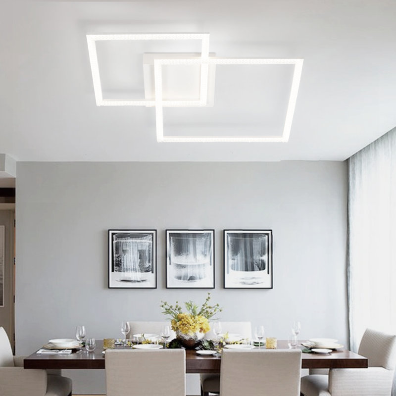 Led Ceiling Light, Square White, Modern, Dimmable With Remote Control, For Bedrooms And Kitchens, White