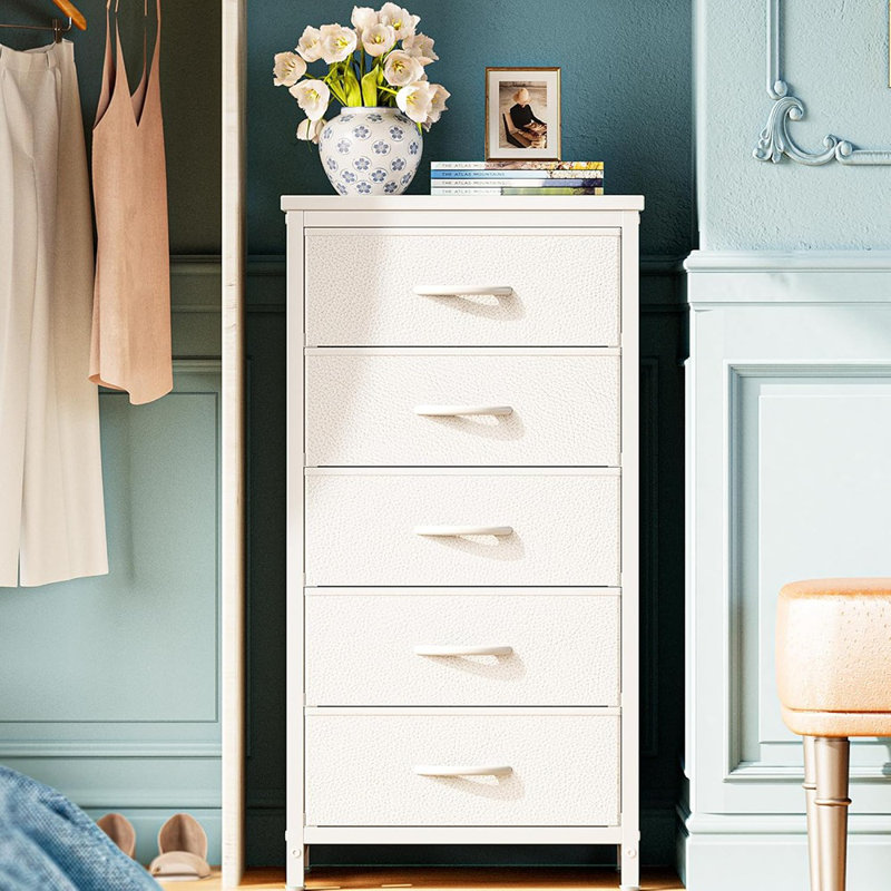 Commode haute Huuger pour chambre à coucher, commode 5 tiroirs et commodes