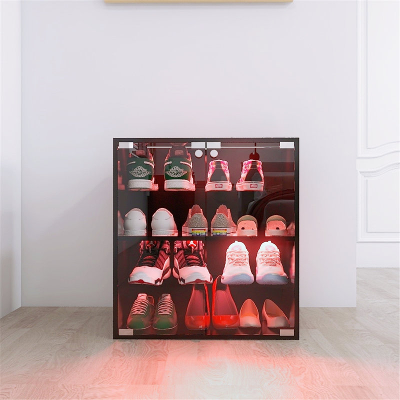 Shoe Cabinet With Glass Door, Shoes Display Cabinet With LED Light Bluetooth Control